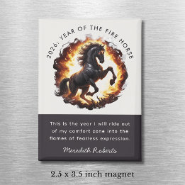 Imán 2026 Year of the Fire Horse Motivational Quote