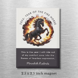 Imán 2026 Year of the Fire Horse Motivational Quote