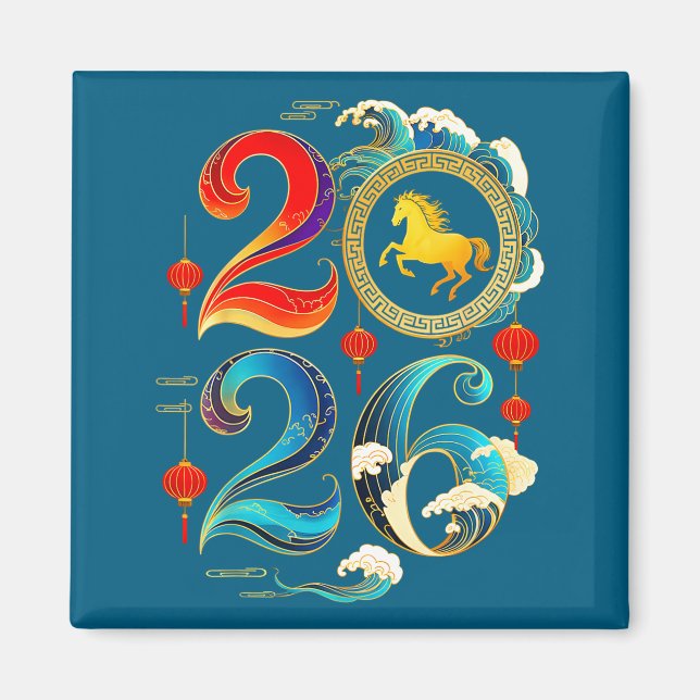 Imán 2026 Year Of The Horse Lunar Chinese New Year 2026 (Frente)