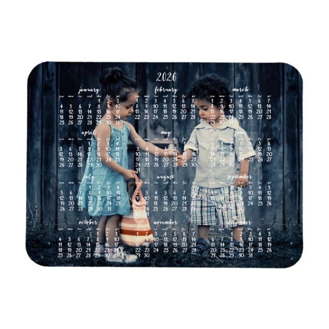 Imán 2026 Yearly Calendar Photo Magnet 3x4 (Horizontal)