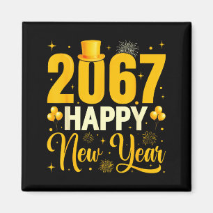 Imán 2067 Feliz Año Nuevo Retro Divertido 67 Seis Siete