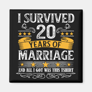 Imán 20.º Aniversario Boda Parejas Camisas Esposo Wif