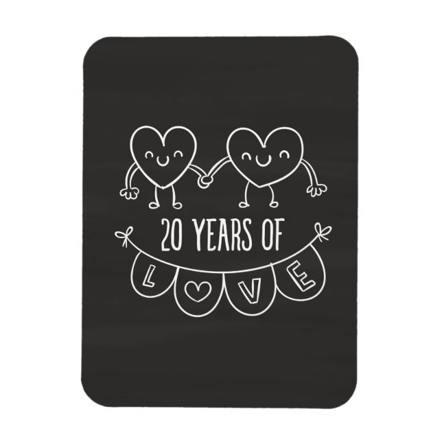 Imán 20.º Aniversario Gift Chalk Hearts (Vertical)