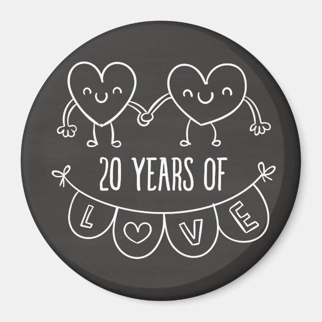 Imán 20.º Aniversario Gift Chalk Hearts (Frente)