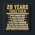 Imán 20 años del golpe de estado de la camiseta 20 Boda<br><div class="desc">20 Aniversario de la camiseta 20 de la camiseta de las parejas de regalo Boda.png</div>