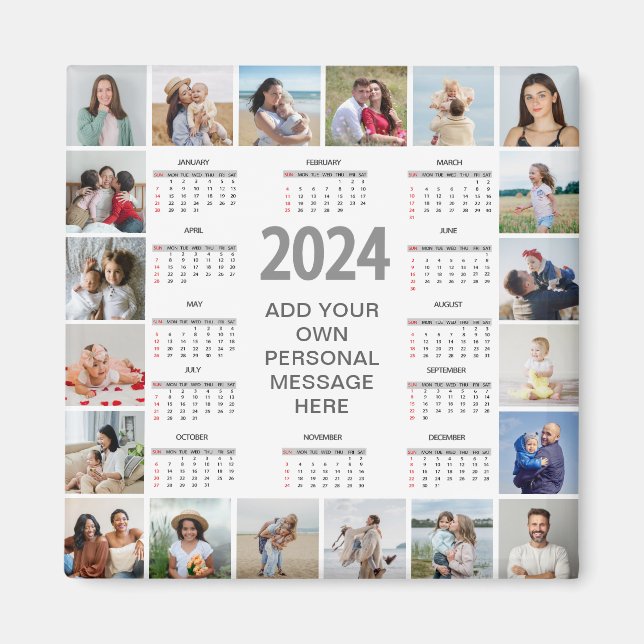 Imán 20 Collage de fotos 2024 Año A La Vista Calendario (Frente)