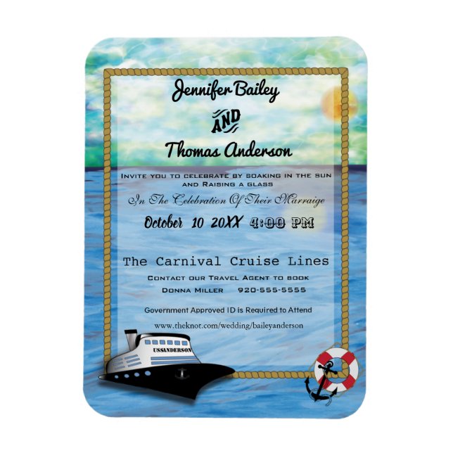 Imán 20XX Invitación a la boda acuarela de cruceros (Vertical)