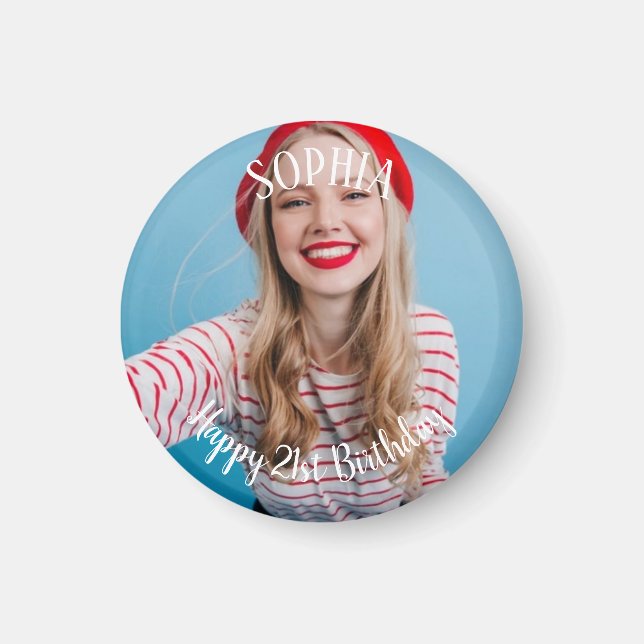 Imán 21.º cumpleaños personalizado (Frente)