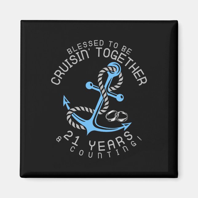 Imán 21 años de Boda Aniversario Parejas Cruizando (Frente)