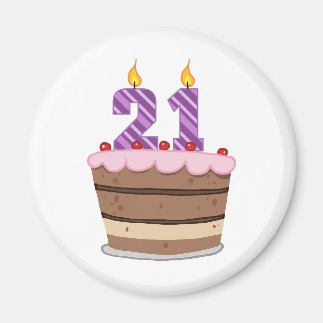 Imán 21 años en el pastel de cumpleaños (Frente)