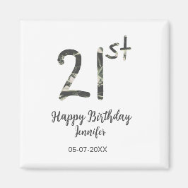 Imán 21 cumpleaños añadir nombre fecha año negro planti