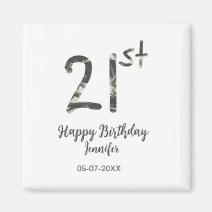 Imán 21 cumpleaños añadir nombre fecha año negro planti
