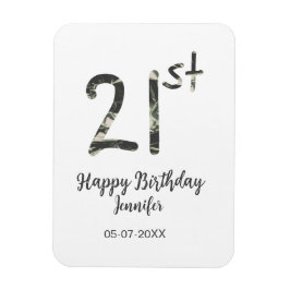 Imán 21 cumpleaños añadir nombre fecha año negro planti