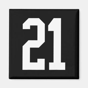 Imán #21 Estilo de fanático blanco número 21