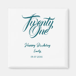 Imán 21st birthday add name date year blue template thi