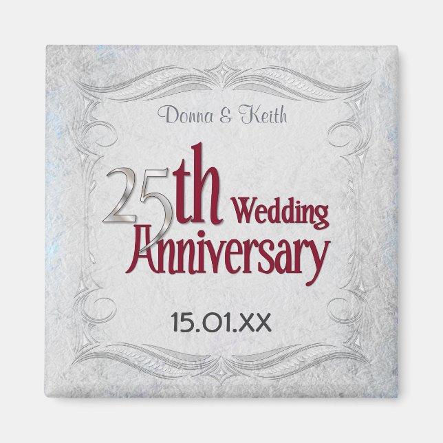 Imán 25º Aniversario de Plata y Borgoña (Frente)