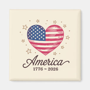 Imán 250 Años Bandera Corazón 1776 2026 250 4 De Julio