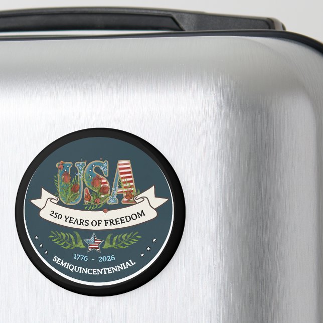 Imán 250 años de libertad Elegante azul patriótico (250 Years of Freedom Elegant Patriotic Blue Magnet)