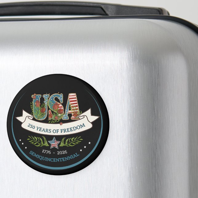 Imán 250 Years of Freedom Elegant Patriotic Botanical  (250 Years of Freedom Elegant Patriotic Botanical Magnet)