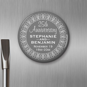 Imán 25.º aniversario Boda personalizado
