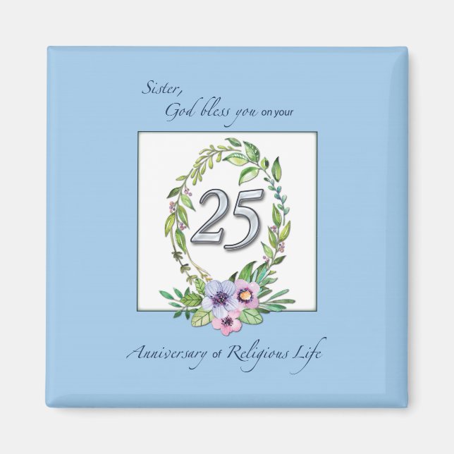 Imán 25° aniversario de la corona católica y la plata (Frente)