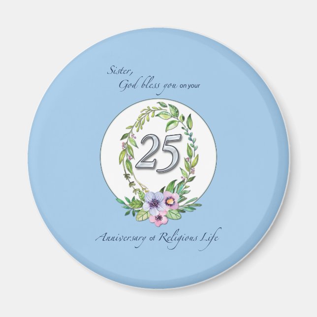 Imán 25° aniversario de la corona católica y la plata (Frente)