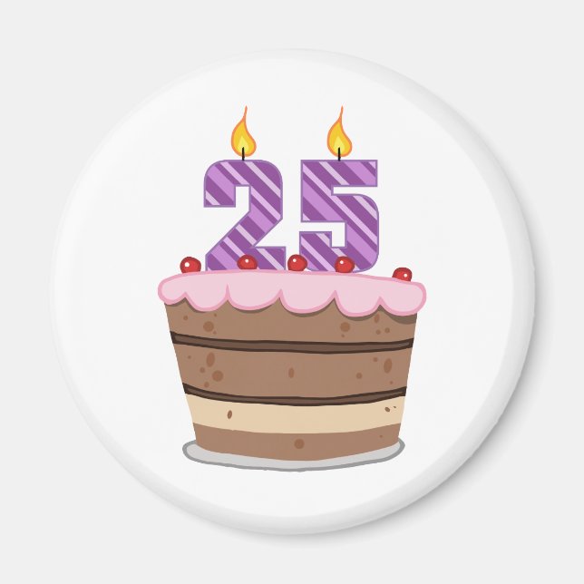 Imán 25 años en el pastel de cumpleaños (Frente)