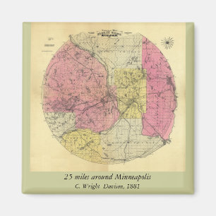 Imán 25 millas alrededor de Minneapolis - mapa 1881