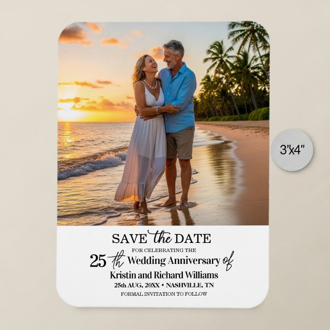 Imán 25th Wedding Anniversary Save the Date Photo (Subido por el creador)