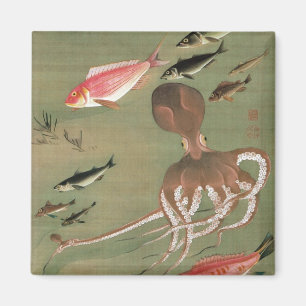 Imán 27. 諸 図 魚, 若 冲 varios pescados, Jakuchū, Arte Japo