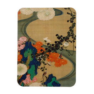 Imán 29. 菊 花 流 水 図, 若 Chrysanthemum & Stream, Jakuchū