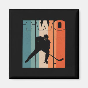Imán 2.º Chica de Hockey sobre Hielo Retro de cumpleaño