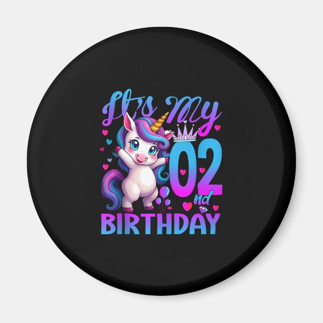 Imán 2.º unicornio de cumpleaños Es mi segundo cumpleañ (Frente)