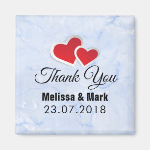 Imán 2 corazones de papel rojo sobre el helado Boda de 