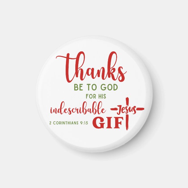 Imán 2 Corintios 9:15 Gracias a la Escritura de Dios (Frente)