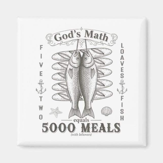 Imán 2 Fishes 5 Breads Jesus Feeds The 5000 Christian B (Frente)