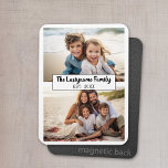 Imán 2 Nombre de familia de Collage de fotos PUEDE EDIT<br><div class="desc">Utiliza hasta dos fotos horizontales o selfie para crear un regalo único y personal. O puedes mantener al cachorro hipster y hacer un keepsake de moda. Si necesita ajustar las imágenes,  haga clic en la herramienta personalizar para realizar cambios.</div>