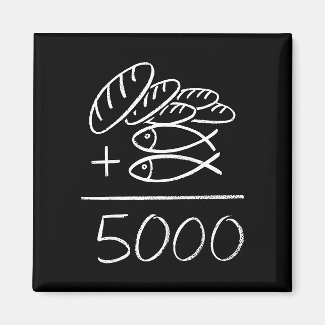 Imán 2 peces 5 panes jesus alimenta a los 5000 cristian (Frente)