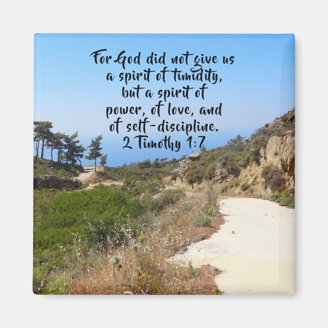 Imán 2 Timothy 1:7 Verso de Biblia Confiable (Frente)