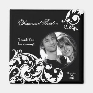 Imán 2"x2" Favnet Magnet Black Floral Filigree