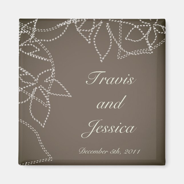 Imán 2"x2" Favnet Magnet Otoño Floral Fall deja gris (Frente)