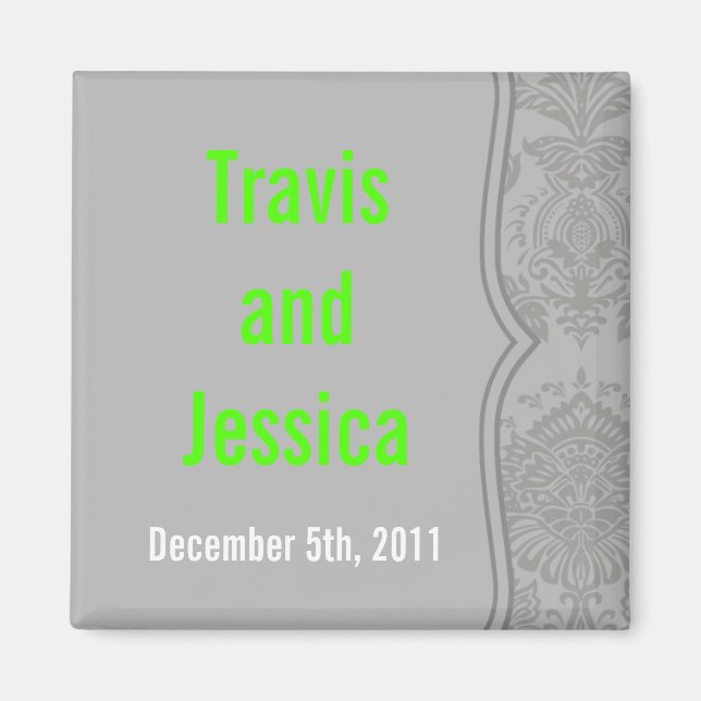 Imán 2"x2" Impresión de encaje de Damasco Gris Moderno  (Frente)