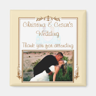 Imán 2"x2" Invitación Magnet acaba de casarse Pareja