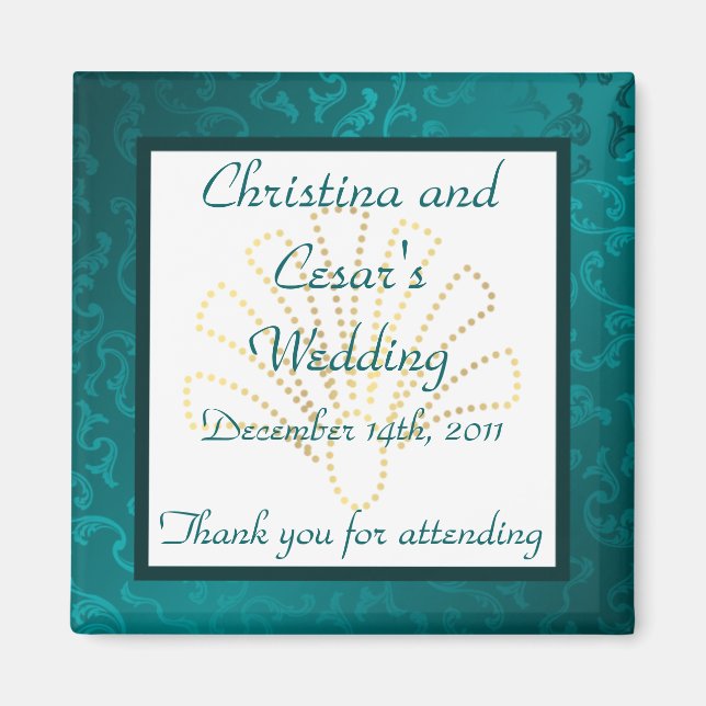 Imán 2"x2" Invitación Magnet Arabian Verde azulado (Frente)