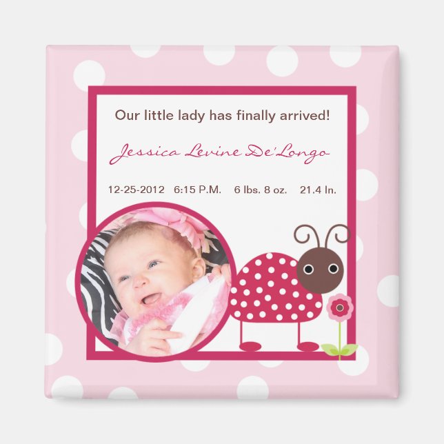 Imán 2"x2" Invitación Magnet Berry Garden Lady Bug (Frente)