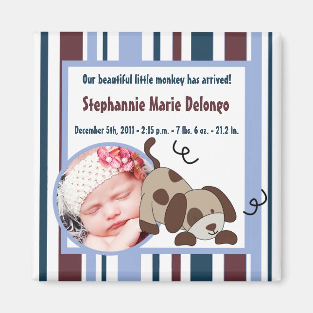 Imán 2"x2" Invitación Magnet Lil League Perro Cachorro (Frente)