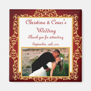 Imán 2"x2" Invitación Magnet Lord Ganesha/Hindu Red S