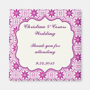 Imán 2"x2" Invitación Magnet Magenta púrpura Fl formal