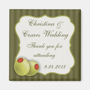 Imán 2"x2" Invitación Magnet Martini Olives Green Str