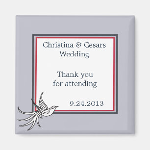 Imán 2"x2" Invitación Magnet White Dove Red Blue BG R
